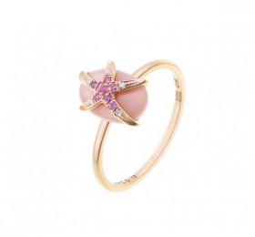 ENZO钻石系列MOMENT 纪念系列18K玫瑰金镶粉红蓝宝石粉红贝母及钻石戒指戒指