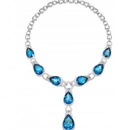 ENZO HIGH JEWELRY 高级珠宝系列18K白金镶伦敦托帕石及钻石项链项链