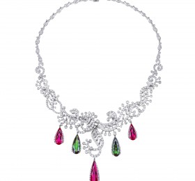 ENZO HIGH JEWELRY 高级珠宝系列18K白金镶红绿碧玺及钻石项链项链