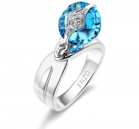 ENZO设计师系列TUILERIES BY OMAR OMAR杜乐丽花园 18K金镶蓝色托帕石戒指戒指