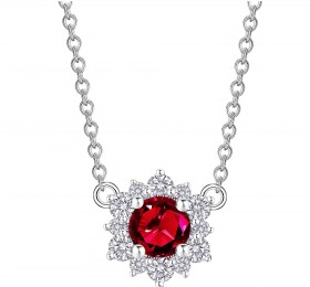 ENZO婚礼系列SNOWFLAKE 雪花系列18K金镶嵌红宝石及钻石项链项链