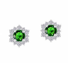 ENZO婚礼系列SNOWFLAKE 雪花系列18K金镶嵌祖母绿及钻石耳饰耳饰