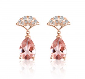 ENZO彩宝系列RAINBOW 彩虹系列Peplum舞裙系列华尔兹 18K玫瑰金镶摩根石钻石耳环耳饰