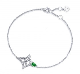 ENZO彩宝系列RAINBOW 彩虹系列Peplum 舞裙系列18K金镶嵌钻石祖母绿手链项链