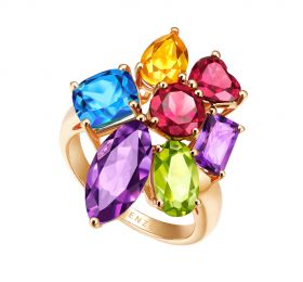 ENZO经典系列彩虹系列18K黃金彩色宝石戒指戒指