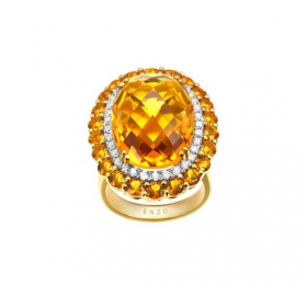 ENZO经典系列高级定制系列18K黄金黄晶钻石戒指 - 倾世绝代戒指