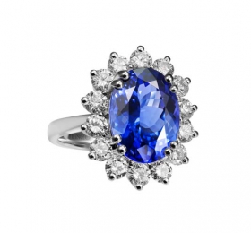 ENZO经典系列戴安娜系列18K白金戴安娜坦桑石钻石戒指戒指