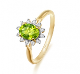ENZO经典系列戴安娜系列18K黄金橄榄石白色蓝宝石戒指戒指