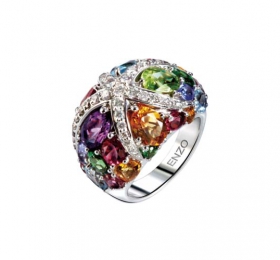 ENZO彩宝系列OCEAN 海洋系列18K白金镶钻石, 红碧玺, 紫晶, 海蓝宝, 黄晶, 石榴石, 及橄榄石戒指戒指