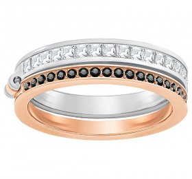 施华洛世奇HINT 双环戒指, 白色, 混搭多种镀层戒指