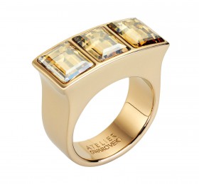 施华洛世奇ATELIER SWAROVSKI FLUID 戒指, 咖啡色, 镀金色戒指