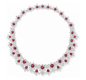 海瑞温斯顿INCREDIBLES高级珠宝系列锦簇镶嵌红宝石钻石项链项链