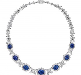 海瑞温斯顿INCREDIBLES高级珠宝系列锦簇镶嵌蓝宝石钻石项链项链