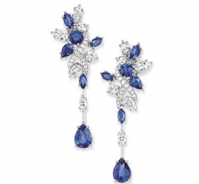 海瑞温斯顿SECRETS高级珠宝系列蓝宝石与钻石耳环耳饰