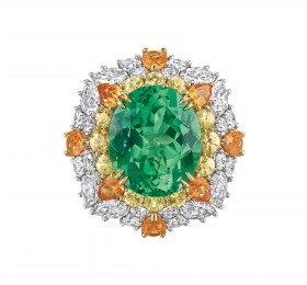 海瑞温斯顿Winston Candy高级珠宝系列沙弗莱石钻石戒指戒指