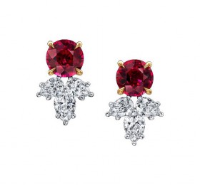 海瑞温斯顿INCREDIBLES高级珠宝系列Cluster红宝石钻石耳环耳饰