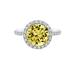 海瑞温斯顿椭圆形切工黄钻极细微密钉镶嵌钻石戒指戒指