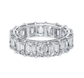 海瑞温斯顿爪镶式祖母绿型切工钻石戒环（17颗钻）戒指