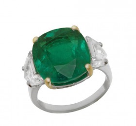 宝格丽高级珠宝系列白金镶祖母绿戒指戒指